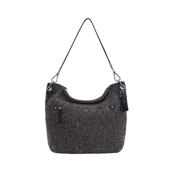 new The Sak ᯾ Indio Small Crochet Tote Handbag Bag ᯾ Urban Static Charcoal Knit - Picture 2 of 16